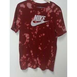 Nike Red Bleach T-shirt Men's Medium Streetwear Y2K Sportswear Swoosh Logo